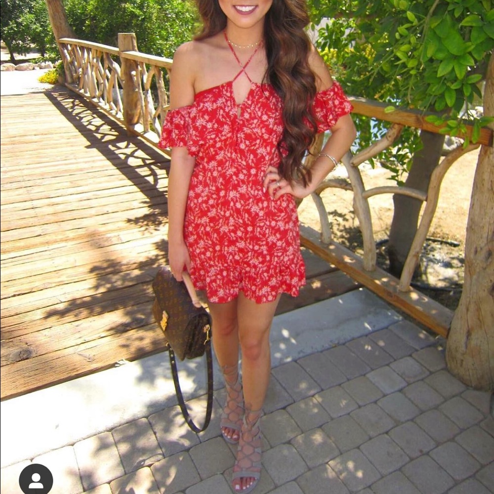 Ale by Alessandra Ambrosio x Revolve off the shoulder red mini dress